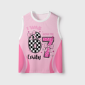 Personalized I Was 6 Now I'm 7 Happy Birthday Kids Mesh Jersey Tank Top