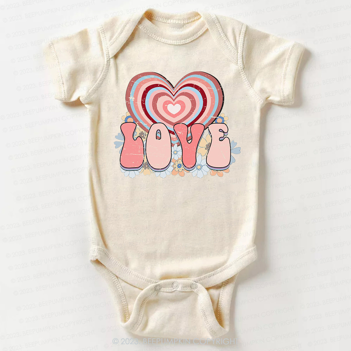 Retro Love Heart Valentines Day Bodysuit For Baby