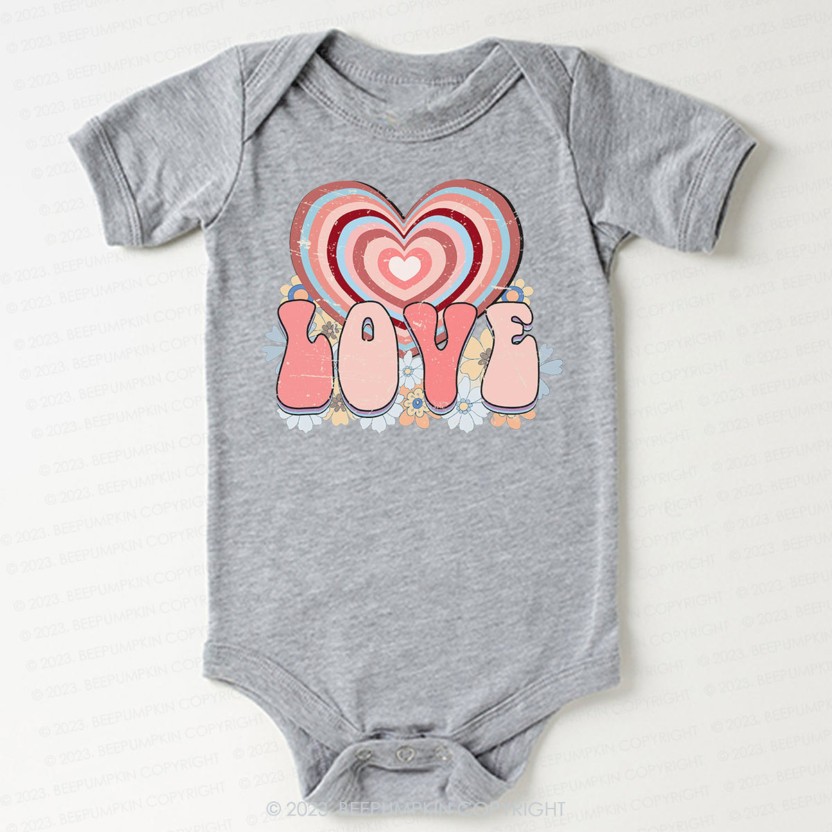 Retro Love Heart Valentines Day Bodysuit For Baby