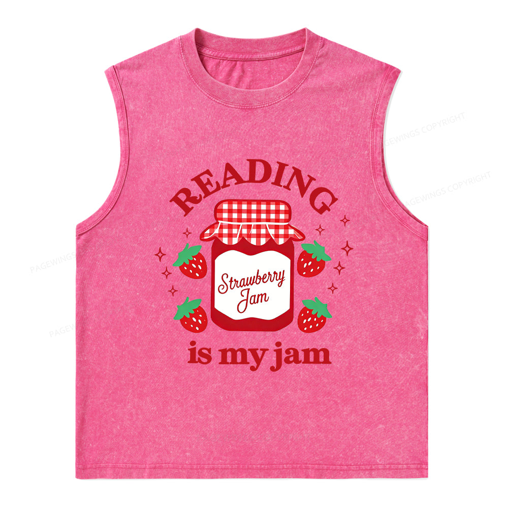 Pagewings Valentines Day Reading is My Jam Unisex Washed Tank Top