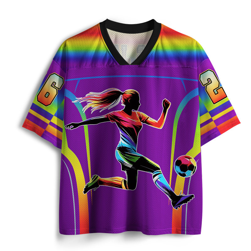 Vintage Women Football Sports Mesh Jersey